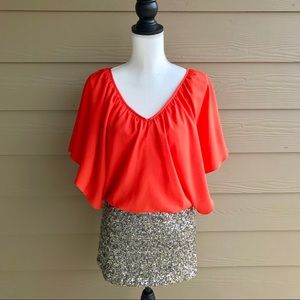 Mini Orange Sequins Dress